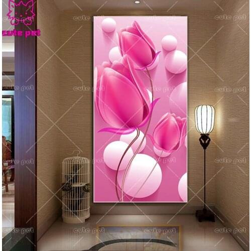 DIY Diamond Painting Purple tulip flower Full Square Round Drill Rhinestone 5D Cross Stitch Embroidery Mosaic Home decor large