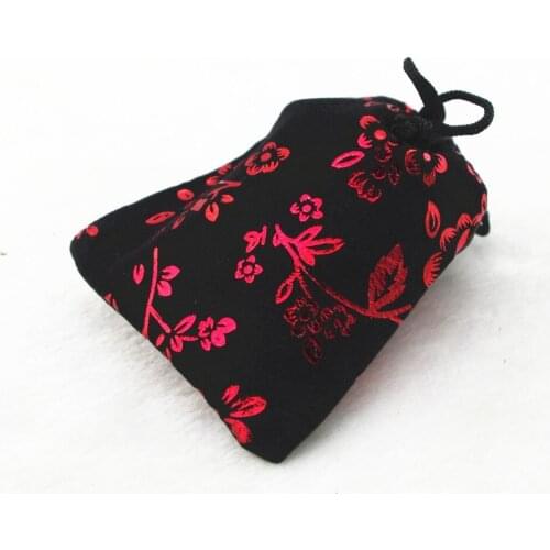 3.1 x 3.9 inch 8 x 10cm black red flower velvet bags jewellery pouches small gift bag Perfect for Jewelry Wedding Favors