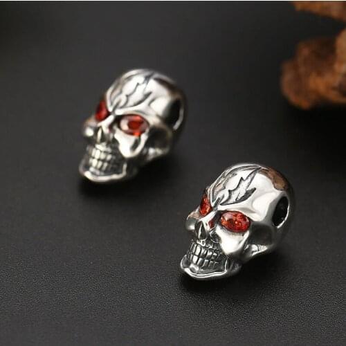 100% 925 Sterling silver color Skeleton Beads Silver Skull natural stone Pendant Jewelry Beads 2019 Hippop DIY Accessories Charm