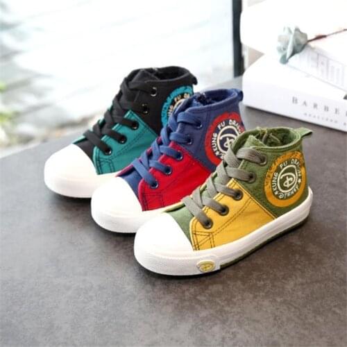 Children high help the boy baby boom cloth shoes leisure canvas shoes for girls shoes sneakers in the spring of 2021 the new