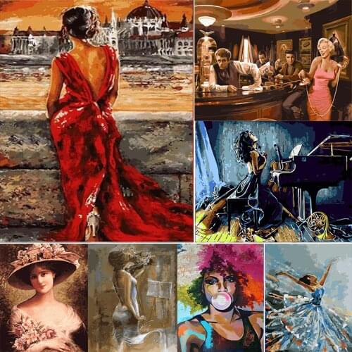 DIY Paints By Numbers Beautiful woman 50x40cm Art Pictures Set Coloring Decorative Canvas Wall Artcraft Oil Painting By Number