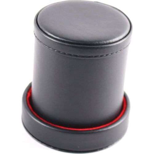 Double layer Dice Cups With 5pcs Dices Black PU Leather Red Flannel Dice Cup Bar Game Supplies