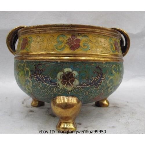 5 China Brass Copper Cloisonne Enamel Flower Royal Palace Incense Burner Censer