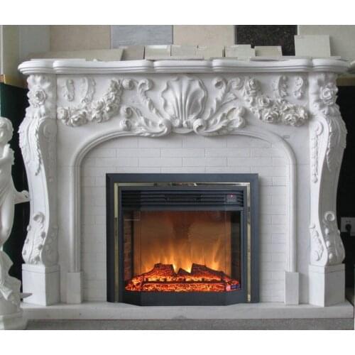 European fireplace set carved marble fireplace mantel electric fireplace insert firebox LED optical artificial flame decoration