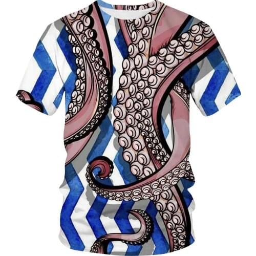 Octopus Tentacle 3D Print T Shirt Men Round Neck Short Sleeve Loose Tshirt 2020 Summer Men T-Shirt Tops Street casual T-shirt
