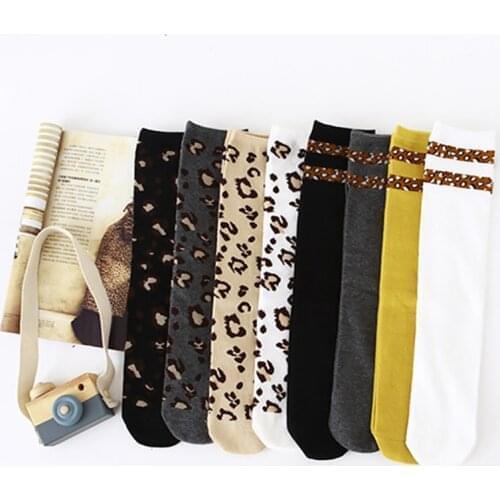 Winter Women Leopard Striped Socks Fashion Boys Girls Cotton Soft Kids Knee High Socks Winter Leg Warmers Children Long Sock