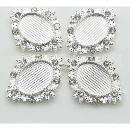 Hot sale 10Pcs/lot Silver rhinestone buttons Negative film DIY Metal buttons craft rhinestone buttons tray cap setting