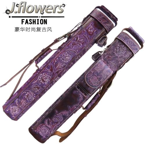JF6-AB007 Billiard Case 6 Holes 2B4S Genuine Leather Case Top Handmade 90*13*10cm Oval Embroidery Bag Billiard Accessories
