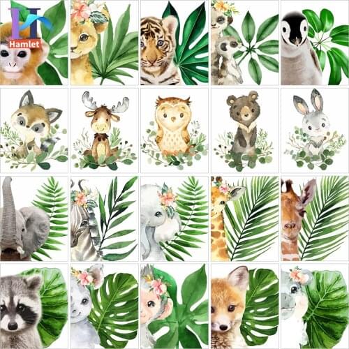 Painting By Numbers Animals Monstera Green Leaves Painting Home Wall Decora Tropical Wall Art Pictures By Numbers Canvas Acrylic