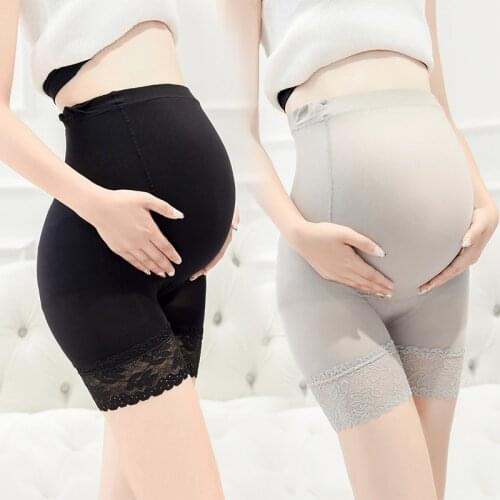 8048A# Summer Thin Breathable Maternity Short Legging With Lace High Waist Belly Underpants Clothes for Pregnant Women Pregnancy
