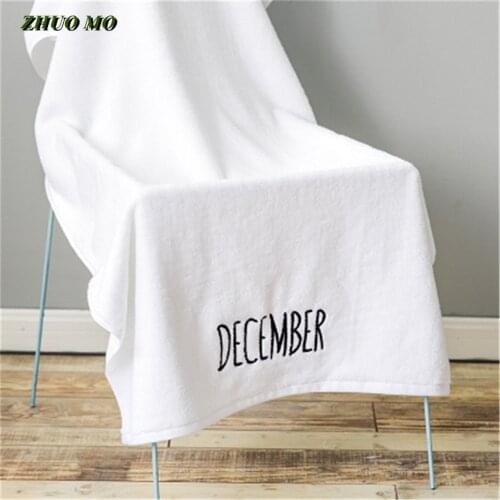 Fashion Embroidery Month Cotton Bath Towel Bathroom For Adults 70*140cm Hotel Beach Towel Gift White Gray Shower Soft Spa Towel