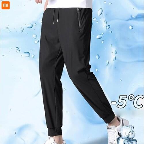 Xiaomi youpin Business sense mens nine-point pants tight mouth flat mouth summer ice elastic pocket zipper casual trousers