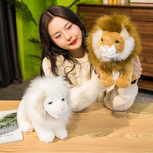Stuffed Soft Simulation Lion Plush Toys Cute Reallike Forest Animal Lion Dolls Lovely Birthday Gift Room Decor for Children Kids