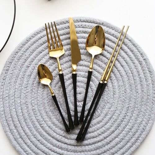 Black Gold Cutlery Set Luxury Dinnerware 4/24 pieces Mirror Polishing Tableware 304 Stainless Steel Dinner Knife & Fork