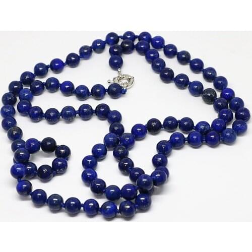 Natural blue lapis lazuli stone 8mm charming stone round beads diy European trendy necklace making 36 inches GE4505