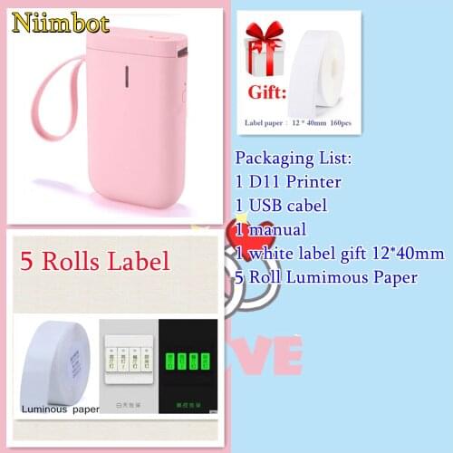 Nimbot d11(4 colour) Wireless tag printer Handheld Pocket labels bluetooth printer thermal label(Luminous label)