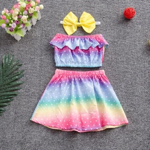 2021 New Infant Girls Summer Dress Clothing Sets Dress 2pcs Suit With Headband Girl Costume Toddler Children Clothing