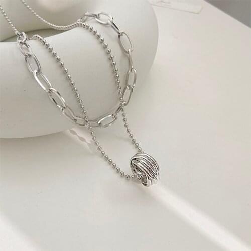 2021 New Fashion Pendant Necklace Silver Double Chain Pendant Ladies Jewelry Girl Gift