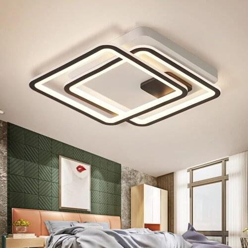 New Arrival Black and White LED Chandelier For Living Study Room Bedroom Square Aluminum Modern Led Ceiling Chandelier
