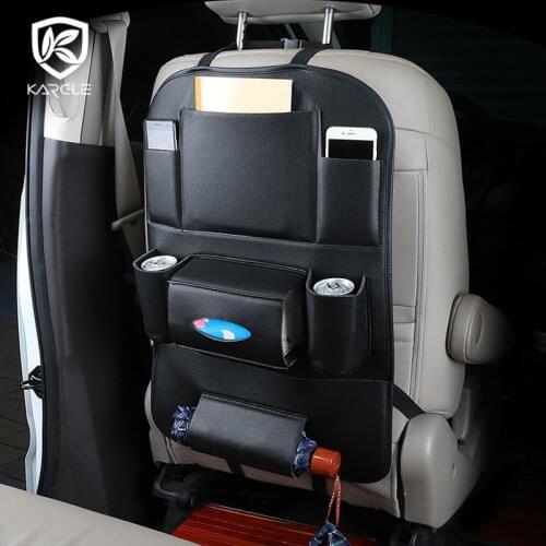 PU Leather Car Seat Back Organizer Multi-Pocket Storage Bag Tablet Holder Multifunction Tissue Holder Car Interior Accessories