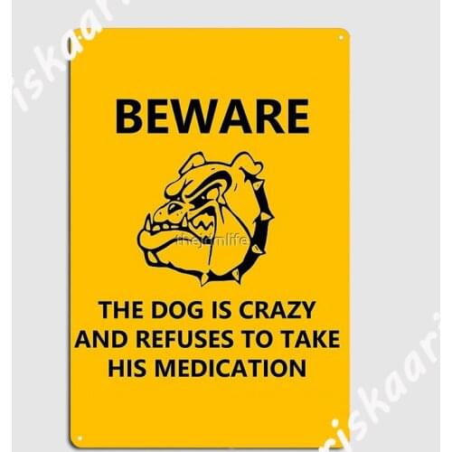 Beware Of The Dog Metal Sign Wall Decor Vintage Wall Mural Wall Tin sign Poster