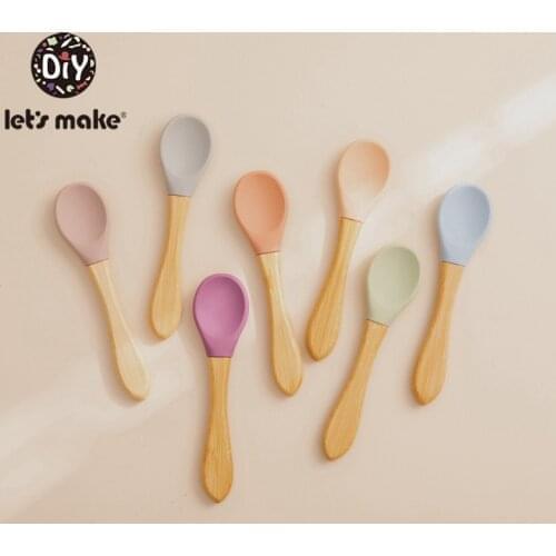 Lets Make Baby Feeding Tableware Silicone Spoon Kids Free BPA Food Grade Baby Products Safe Feeding Accessories Spoon