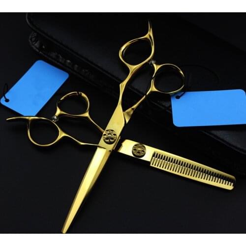 Professional Japan 440c steel 6 inch gold cut hair scissors haircut scissor thinning barber cutting shears hairdresser scissors