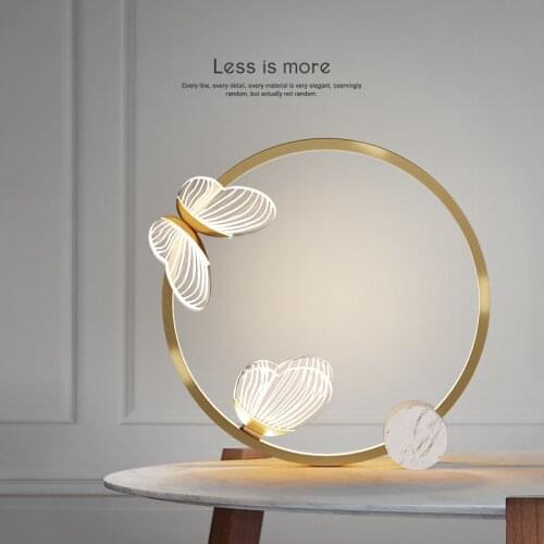 Simple and modern bedroom bedside crystal lamp warm and romantic butterfly lamp design room lamp Nordic decorative table lamp