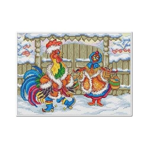 Chicken family Counted Cross Stitch 11CT 14CT 18CT DIY Chinese Cross Stitch Kits Embroidery Needlework Sets
