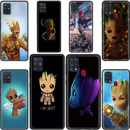 Phone Case For Samsung Galaxy M31 M30s M51 M31s M11 M32 A9 2018 M01 M12 Black Silicone Fundas I Am Groot Marvel Cartoon