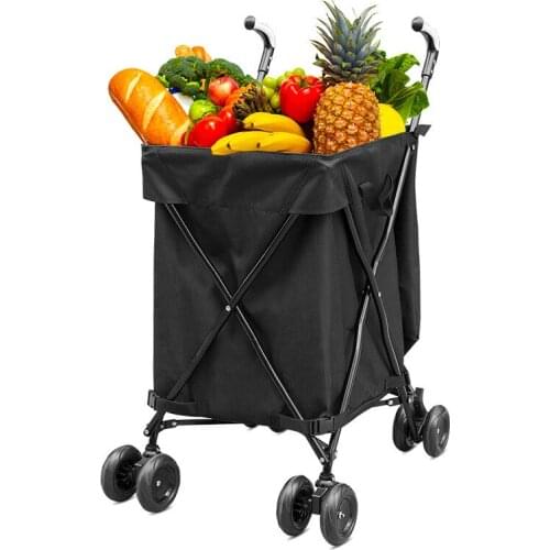 Stroller Folding Folding Trolley with Oxford Bag, Portbable Shopping Cart, Sturdy Steel Frame Utility Cart Grocery Cart