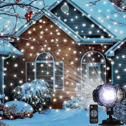 Outdoor Christmas Snowfall LED Stage Light Moving Snowflakes Laser Projector Lamp Holiday Party Garden LED Spotlight