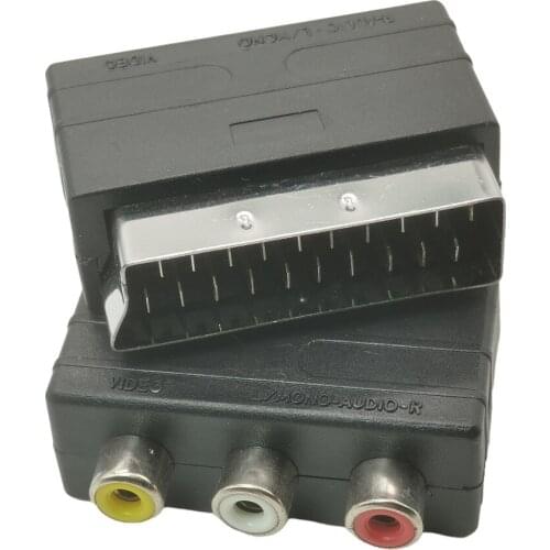 High quality Scart Male Plug to 3RCA Phono Female AV TV Audio Video Adapter Input for PS4 for WII DVD VCR