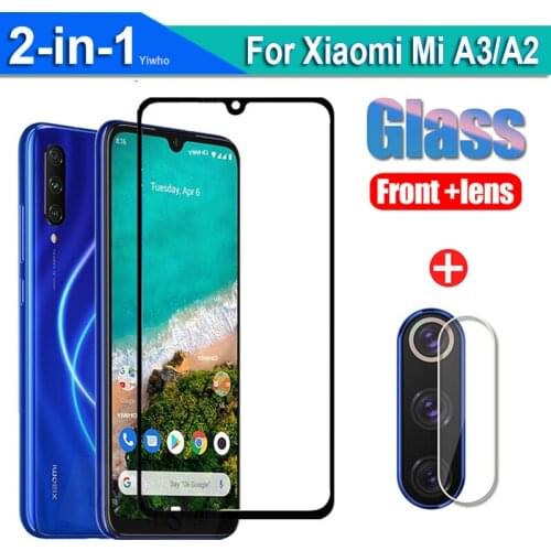 2 in 1 Protective Glass for Xiaomi Mi A2 A3 Screen Protector On for Xiaomi Mia3 MiA2 Mia 3 A 2 Camera Lens Film Tempered Glas