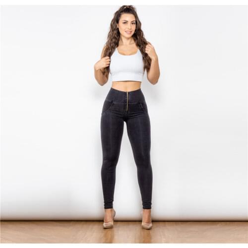 Four Ways Stretchable Melody Black Stitch High Waist Denim Jeans Woman Autumn Sexy High Elastic Skinny Jeans For Women Trousers