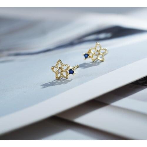 Womens Gold Color Cute Hollow Flower Stud Earrings Fine Jewelry Daily Earrings Birthday Gifts Fashion Accessories