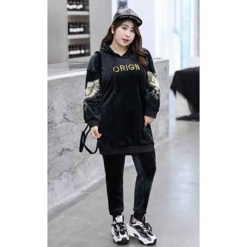 8XL Women Sport Suit Winter Thick Velour Hoodie Sweatshirt+pant Casual Jogger Running Workout Outfit Set Sportswear Tracksuit