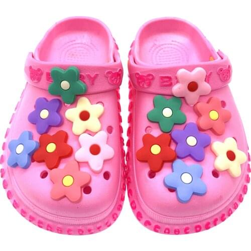 10PCS New Design Candy Color Flower Icon Shoes Decoration PVC Shoes Charms Plant Cartoon Girls Gifts Cror JIBZ Accessories