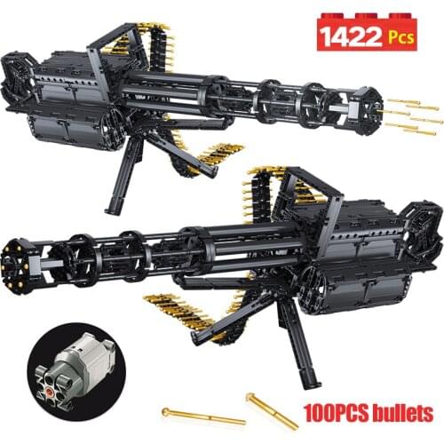 1422Pcs Technical City Gatling Guns Emission Model Building Blocks Military Army WW2 Weapon Bricks Toys for Boys Gifts