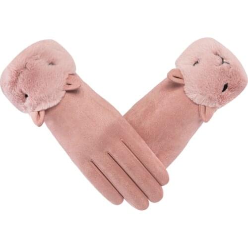 2021 Touch Screen Winter Thermal Gloves Women Lace Warm Cashmere Mittens Plush Wrist Women Driving Gloves Defense Cold Mittens
