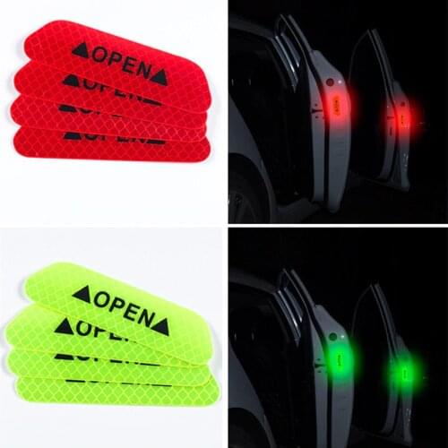 4Pcs/Set High Reflective Car Door Stickers Universal OPEN Safety Warning Mark Notice Bicycle Car Motorcycle Exterior Decal