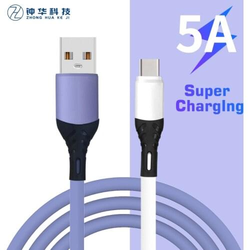 5A usb c cable soft type c cable Charger Micro usb Fast Charging Data Cord for Samsung Xiaomi usb Liquid Silicone flexible 1M