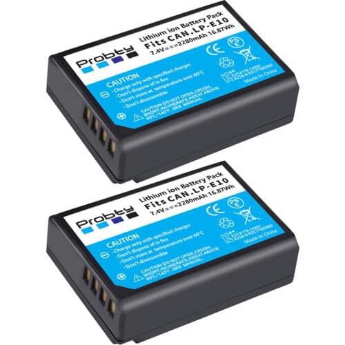 2PCS PROBTY 2000mAh 7.4V LP-E10 LP E10 LPE10 Battery AKKU for Canon EOS Rebel T3 T5 T6 Kiss X50 Kiss X70 EOS 1100D 1200D 1300D