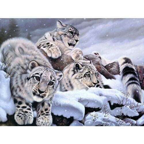 Animal 5d diy diamond painting snow leopard full square round drill diamond embroidery wolf rhinestone 3d mosaic bird flower