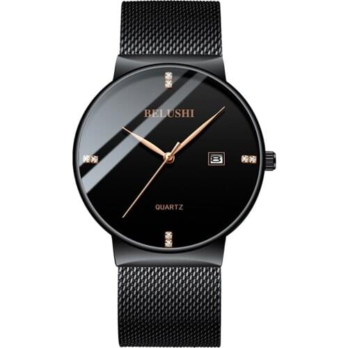 BELUSHI New Model Watches Men Simple Quartz Wristwatch Diamond Waterproof Clock Casual Business Date Watch Men Relogio Masculino