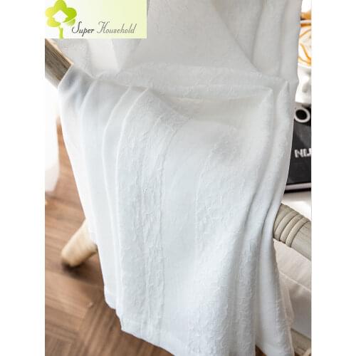White Thicker Tulle for Bedroom Shading Curtains Stripe Fbric Window Screen Sheer in Living Room Door Partition Decoration