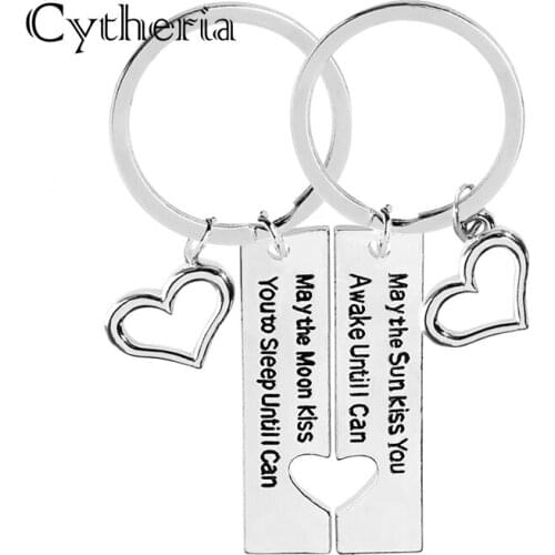 Sun kiss you awake key chains moon kiss you to sleep keychains ring gift for lover forever Valentines Day Gift car key holder