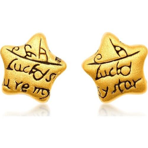 Pure 24K Yellow Gold Bracelet 3D 999 Gold Star Bracelet 1.08g