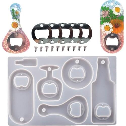 DIY Corkscrew Resin Epoxy Silicone Mold Crystal Beer Spanner Bottle Opener Dried Flower Epoxy Mirror Silicone Mold Resin
