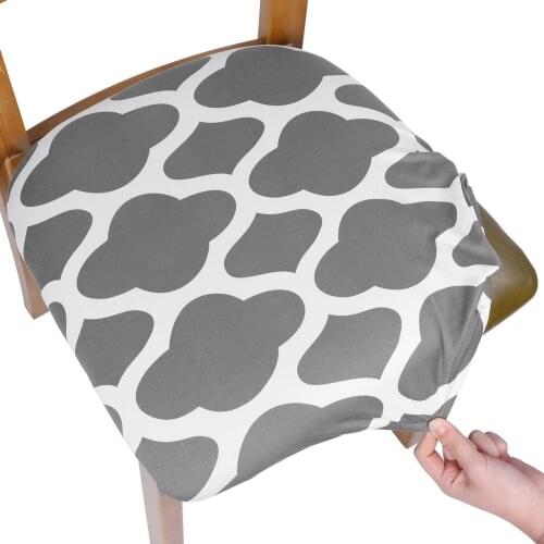 Stretch Elastic Dining Room Chair Seat Covers Universal Removable Washable Chair Seat Cover Protector Cushion Slipcover